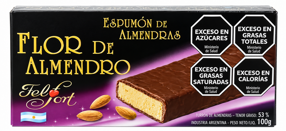Felfort Turrón Flor de Almendro Chocolate-Covered Almond Nougat, 100 g / 3.53 oz