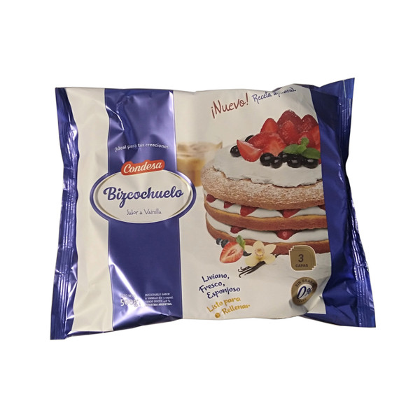 Condesa Bizcochuelo Redondo Listo Sabor Vainilla Tres Capas 3-Layer Cake Ready To Fill Vanilla Flavor, 500 g / 17.63 oz 