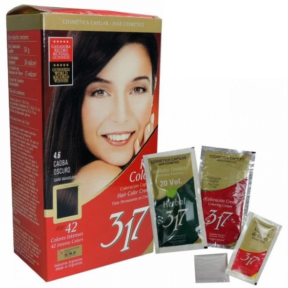317 Kit Color Hair Tintura Capilar Cream Colouring Set Caoba Oscuro Dark Mahogany