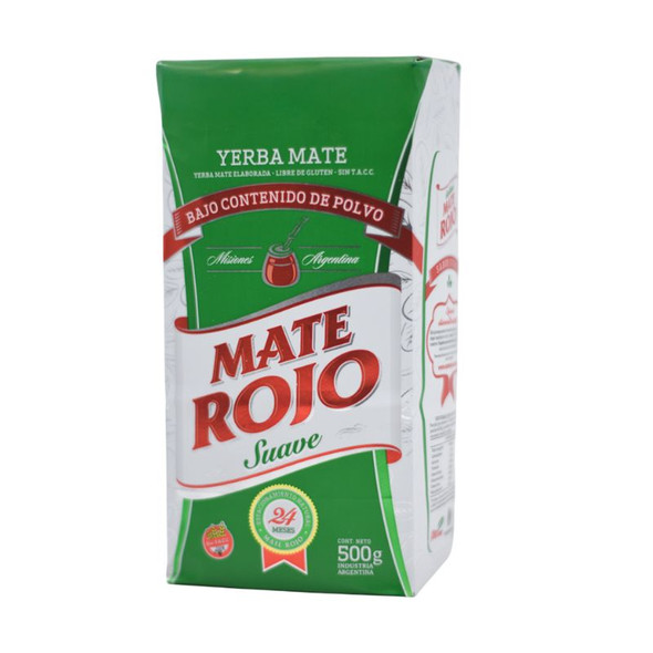 Mate Rojo Soft Yerba Mate Suave Low Dust Content from Misiones, Argentina, 500 g / 1.1 lb