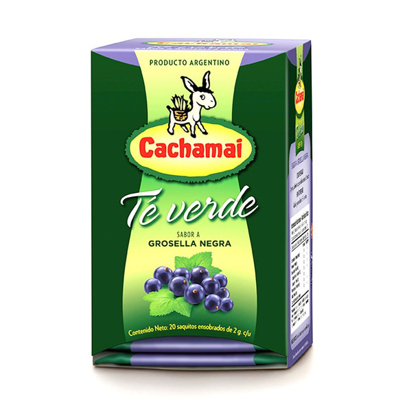 Cachamai Green Tea Black Currant Flavor, 20 tea bags