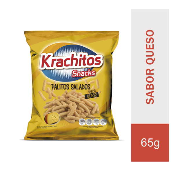 Krachitos Palitos Salados Queso Cheese Flavored Snack, 65 g / 2.3 oz 