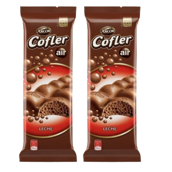 Cofler Air Chocolate Con Leche Aireado Airy Milk Chocolate Bar, 55 g / 1.94 oz ea (pack of 2 bars)