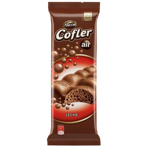 Cofler Air Chocolate Con Leche Aireado Airy Milk Chocolate Bar, 55 g / 1.94 oz ea (pack of 2 bars)