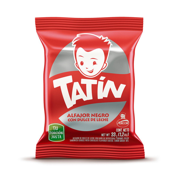 Tatín Alfajor Negro Simple Milk Chocolate Alfajor Filled with Dulce de Leche, 33 g / 1.16 oz (pack of 6)