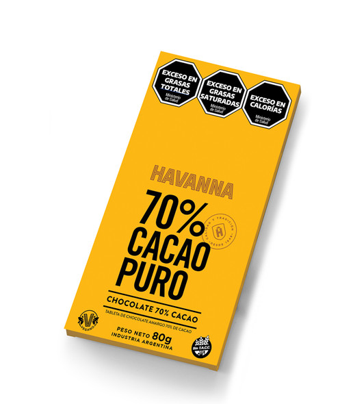 Havanna Chocolates Tableta 70% Dark Cacao Bitter Chocolate Bar, 80 g / 2.82 oz