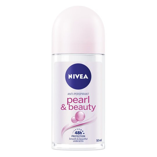 Nivea Lady Roll On Antiperspirant & Deodorant Pearl & Beauty 48 Hour Protection -  Ethyl Alcohol Free, 50 ml / 1.69 oz 