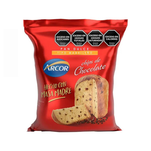 Arcor Pan Dulce Madrileño Sweet Panettone with Chocolate Chips Spanish Style Cake, 400 g / 14 oz
