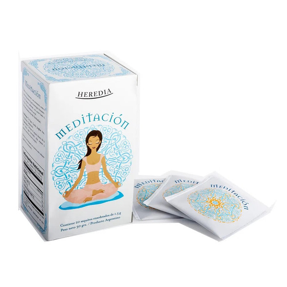 Heredia Té Meditación Meditation Black Tea with Herbs - Natural Herbs & No Preservatives (25 bags)
