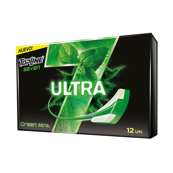 Topline Seven Ultra Extra Duration Reduced Calories Chewing Gum Green Mint Flavor (box of 12 with 12 units ea)