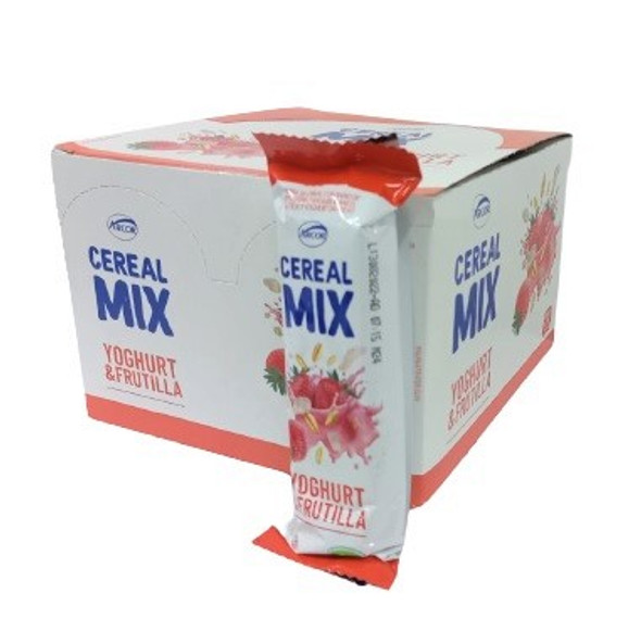 Cereal Mix Barrita de Cereal Cereal Bar with Strawberry Yoghurt, 26 g / 0.9 oz (box of 20 bars)