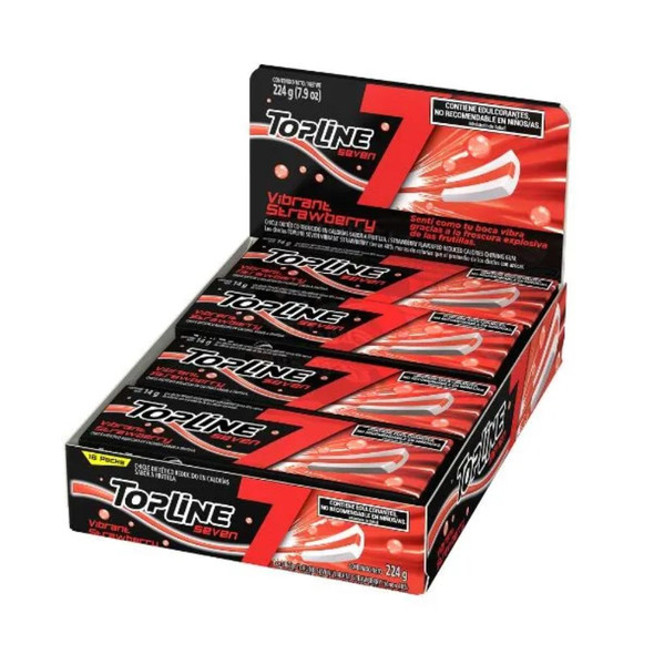 Topline Seven Reduced Calories Chewing Gum Vibrant Strawberry Flavor (box of 16)