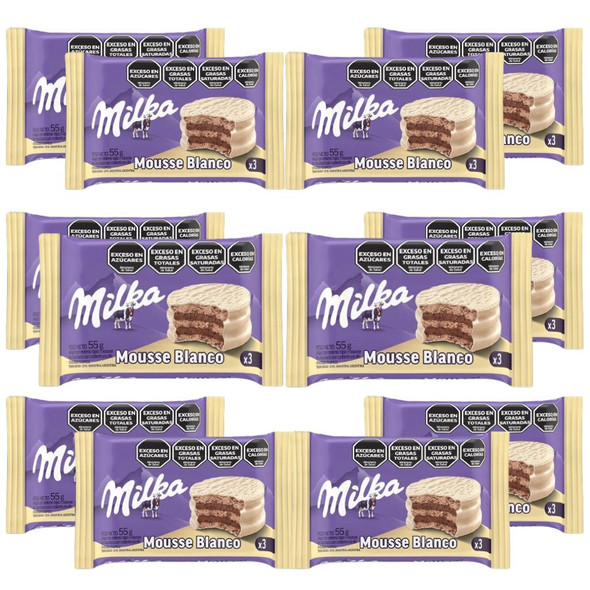 Milka Alfajor Triple White Chocolate with Chocolate Mousse, 55 g / 2 oz (pack of 12)
