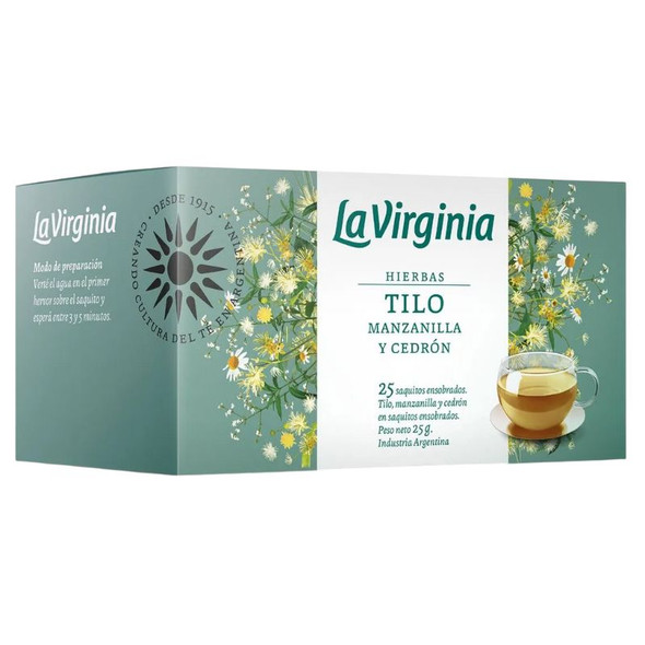 La Virginia Hierbas Tilo Linden Tea with Chamomile & Lemon Verbena (box of 25 bags)