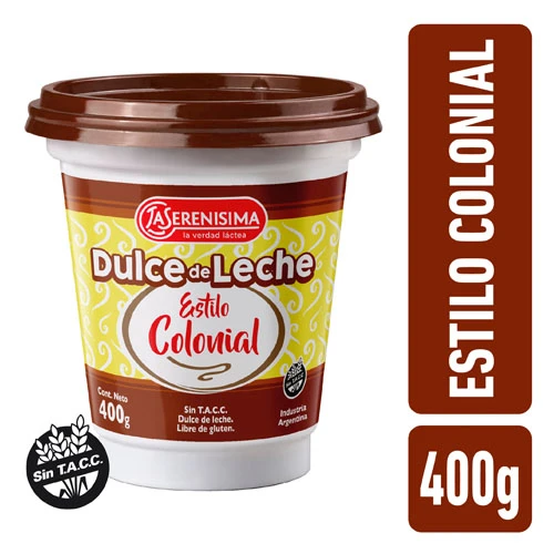La Serenísima Dulce de Leche Colonial Thicker Traditional Recipe Wholesale Tray, 400 g / 14.1 oz (12 count per tray)