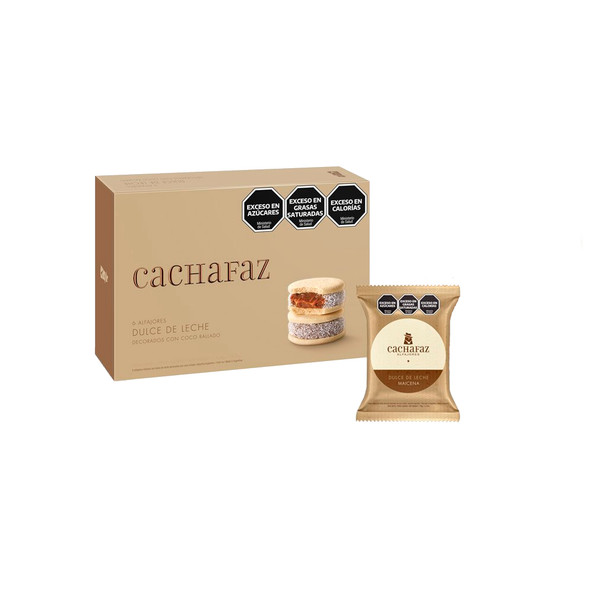 Cachafaz Alfajor Cornstarch Maicena with Grated Coconut and Dulce de Leche, 360 g / 12.69 oz (6 alfajores per case - 12 cases per box)