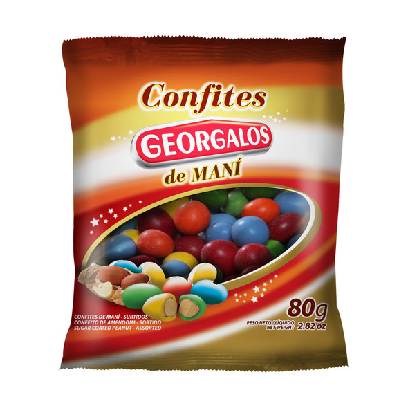 Georgalos Confites de Maní Candied Peanuts Classic Christmas Snack, 80 g / 2.82 oz