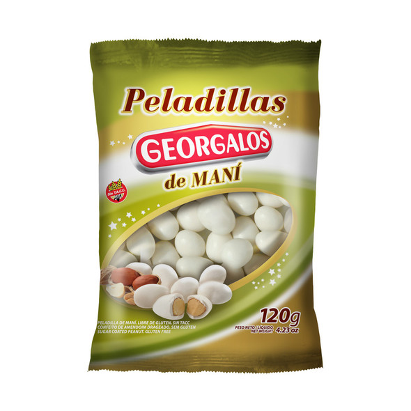 Georgalos Peladillas de Maní Sugar Coated Peanuts Classic Spanish Christmas Snack - Gluten Free, 120 g / 4.23 oz