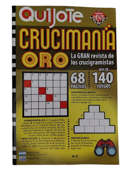 Quijote Oro Old Classic Pastime Magazine with Letter Soups, Crosswords & More, 68 Pages (Spanish)