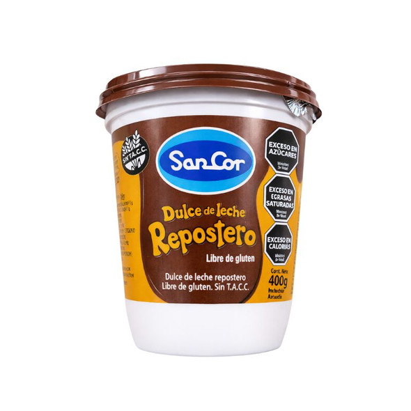 Sancor Repostero Thicker Dulce de Leche Perfect for Pastry - Gluten Free, 400 g / 14.1 oz plastic bin