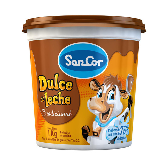 Sancor Classic Creamy Dulce de Leche Family Size - Gluten Free, 1 kg / 2.2 lb plastic bin