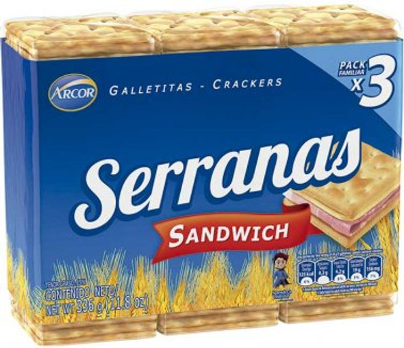 Serranas Galletitas de Agua Sandwich Classic Crackers by Arcor, 336 g / 11.8 oz tripack 