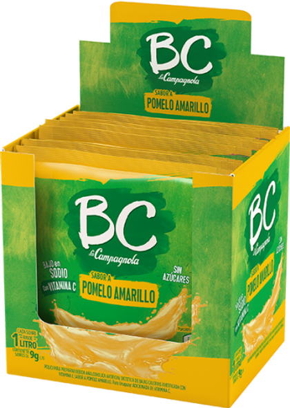 BC Jugo en Polvo Pomelo Amarillo Powdered Juice Yellow Grapefruit Flavor - Sugar Free & Low Sodium, 9 g / 0.31 oz pouch (box of 18)