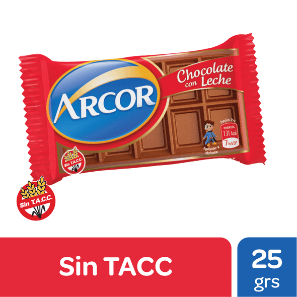 Arcor Chocolate Con Leche Classic Mini Milk Chocolate Bars - Gluten Free, 25 g / 0.88 oz (pack of 3)