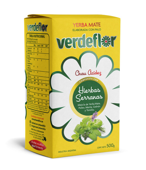 Verdeflor Yerba Mate Hierbas Serranas Highland Herbs Wholesale Bulk Pack, 500 g / 1.1 lb (12 count per pack)