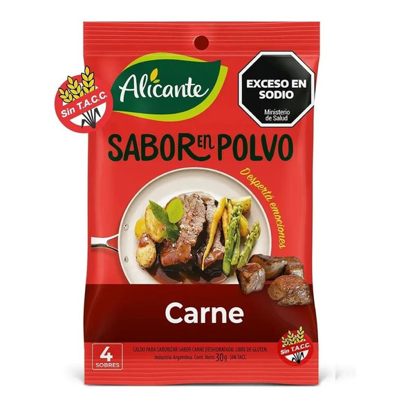Alicante Sabor En Polvo Carne Meat Flavored Powder Ready To Use 4 Servings Seasoning Broth, 30 g / 1.05 oz ea (pack of 3)