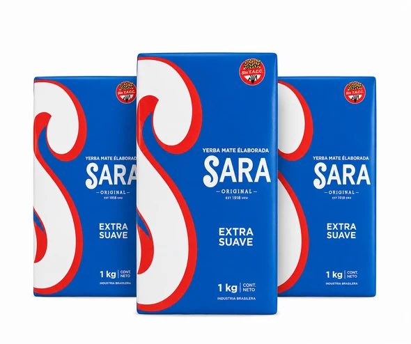 Sara Yerba Mate Azul from Uruguay, 1 kg / 2.2 lbs (pack of 3)
