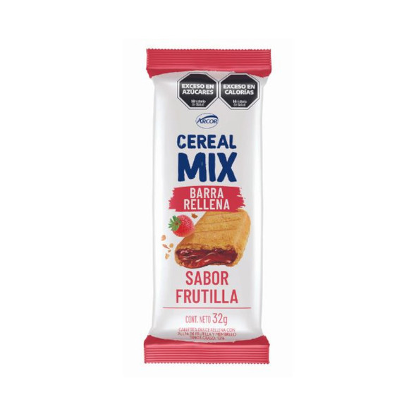 Cereal Mix Barrita de Cereal Rellena Cereal Bars with Strawberry Filling, 32 g / 1.12 oz (box of 18 bars)