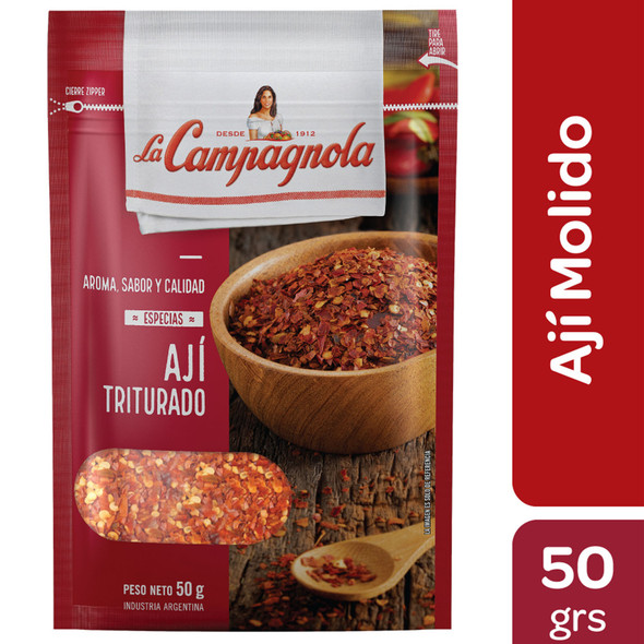 La Campagnola Especias Ají Triturado Ground Chili Spice, 50 g / 1.76 oz zipper pouch (pack of 3)