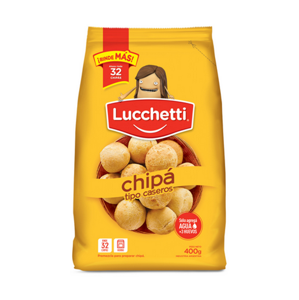 Lucchetti Ready to Make Chipá Flour Wholesale Bulk Box, 400 g / 14.11 oz for 32 chipás ea (box of 12 count)