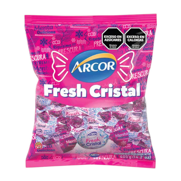 Caramelos Arcor Fresh Cristal Cristal Mint Hard Candy Fruits Flavor, 405 g / 14.29 oz bag