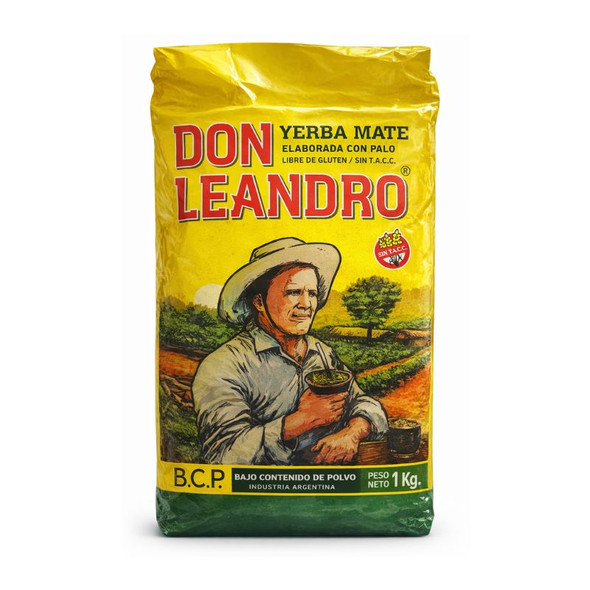 Don Leandro Yerba Mate Bajo Contenido de Polvo Yerba Mate Low Dust, 1 kg / 2.2 lb