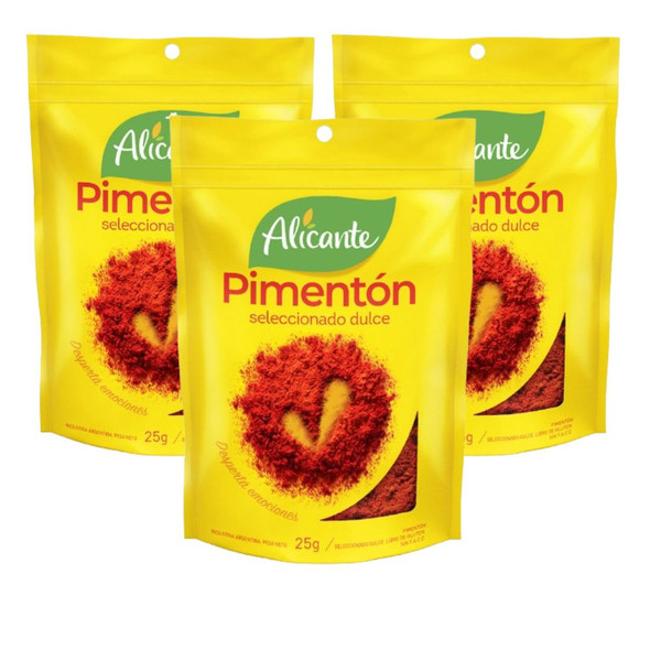 Alicante  Pimentón Seleccionado Dulce Sweet Paprika Spice, 25 g / 0.88 oz zipper pouch (pack of 3)