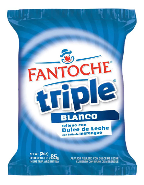 Fantoche Alfajor Triple Sugar Coated with Dulce de Leche Wholesale Bulk Box, 85 g / 3 oz  ea (box of 24 count)