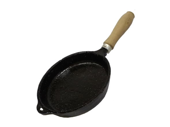 Provoletera Enlozada Enameled Iron Grill Pan for Provolone Cheese with Wooden Handle, 16.5 cm x 16.5 cm / 6.49" x 6.49"