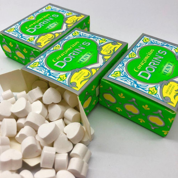 Pastillas Dorin's Menta Mint Hard Candy Heart Shaped, 25 g / 0.9 oz (pack of 3)