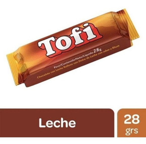 Tofi Bombón Milk Chocolate Bites Filled with Creamy Dulce de Leche, 700 g / 24.69 oz (box of 25 bars)
