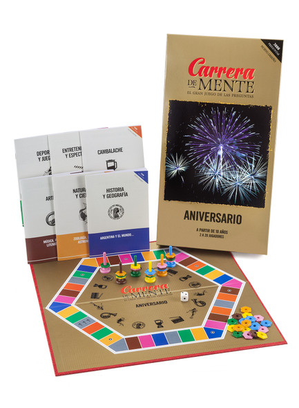 Carrera de Mente Trivia Board Game Questions & Answers Friendly Party Game by Ruibal - Anniversary Edition (Spanish)