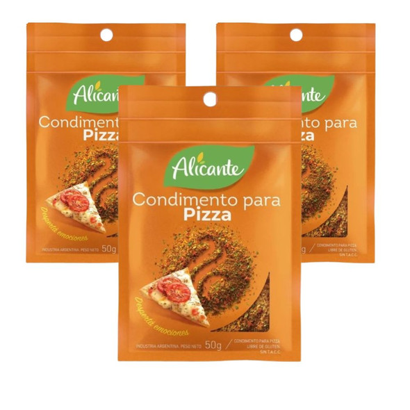 Alicante Condimento Para Pizza Mixed Spices Ideal for Pizza Paprika, Oregano, White Pepper, Laurel & Ground Chile, 50 g / 1.76 oz zipper pouch (pack of 3)