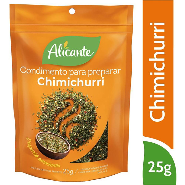 Alicante Condimento Para Preparar Chimichurri Mixed Spices Garlic, Parsley, Oregano, White Pepper & Chilli, 25 g / 0.88 oz zipper pouch (pack of 3)