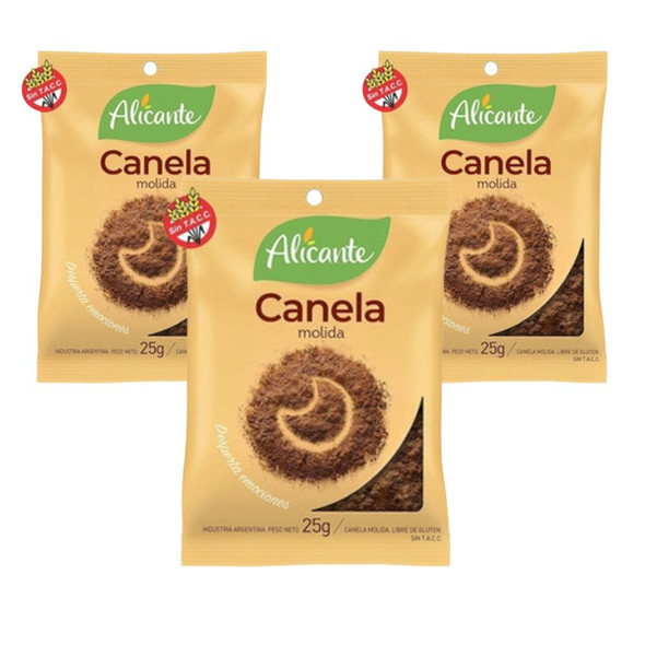 Alicante Canela Molida Cinnamon Powder, 25 g / 0.88 oz pouch (pack of 3)