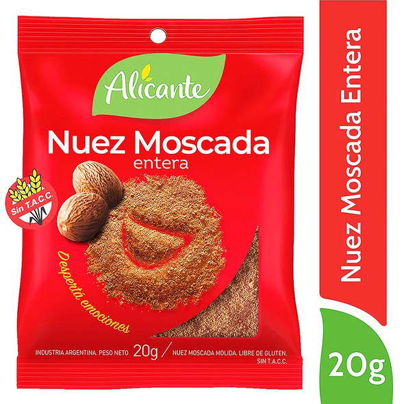 Alicante Nuez Moscada Entera Whole Nutmeg, 20 g / 0.7 oz pouch (pack of 3)