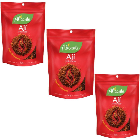 Alicante Ají Triturado Ground Chilli Spice, 50 g / 0.88 oz zipper pouch (pack of 3)