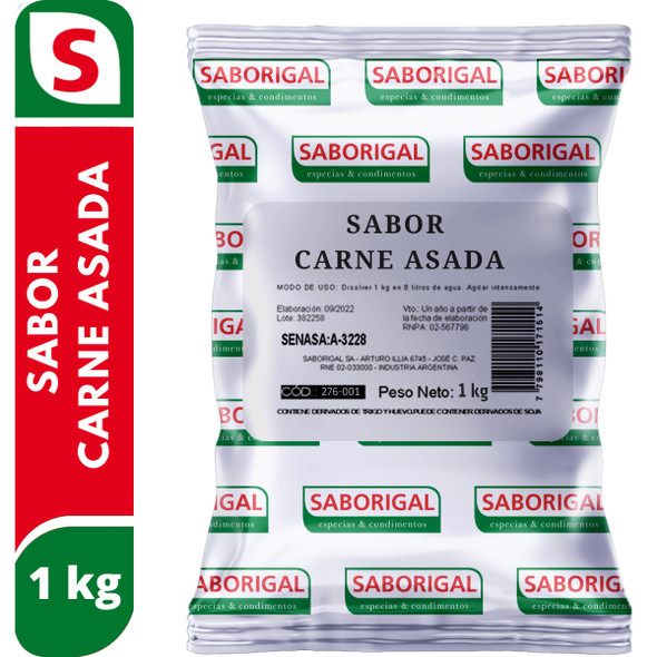 Saborigal Saborizante Sabor Carne Asada Flavoring Powder Roast Meat Flavor Ideal for Professional Use, 1 kg / 2.2 lb bag 