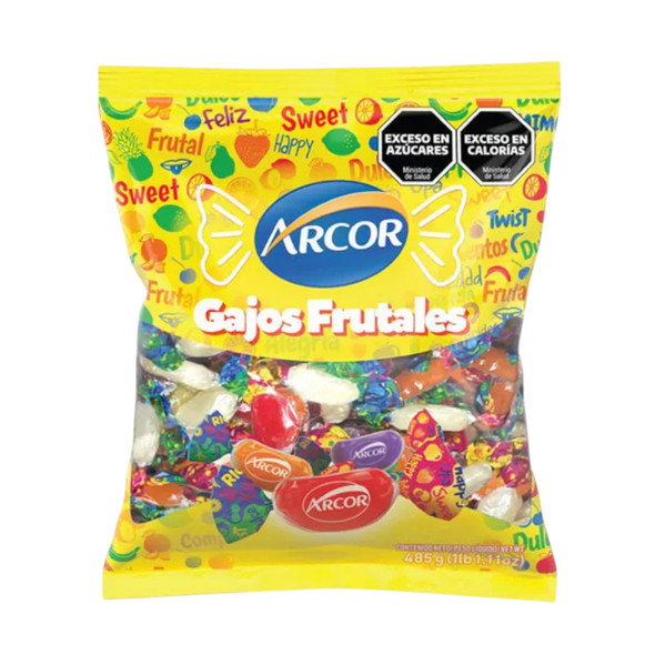 Caramelos Arcor Gajos Frutales Fruit Flavored Hard Candy Lemon, Strawberry & Pineapple, 485 g / 17.1 oz  bag