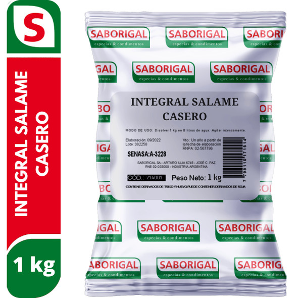 Saborigal Condimento Integral Para Salame Casero Ideal Professional Use, 1 kg / 2.2 lb bag